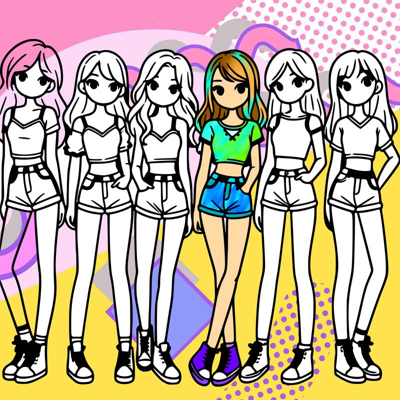a group of girls wearing crop tops and shorts