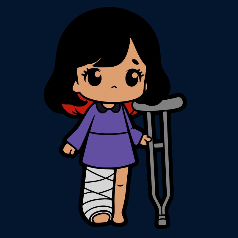 girl with a full leg cast, she’s on crutches