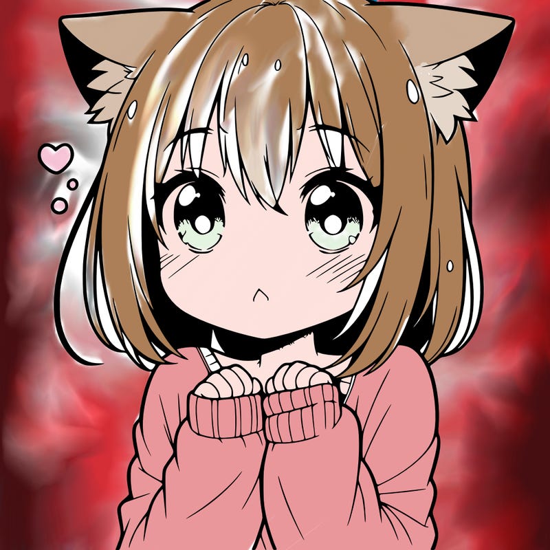 shy anime catgirl