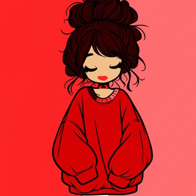 girl with baggy sweatshirt and messy bun