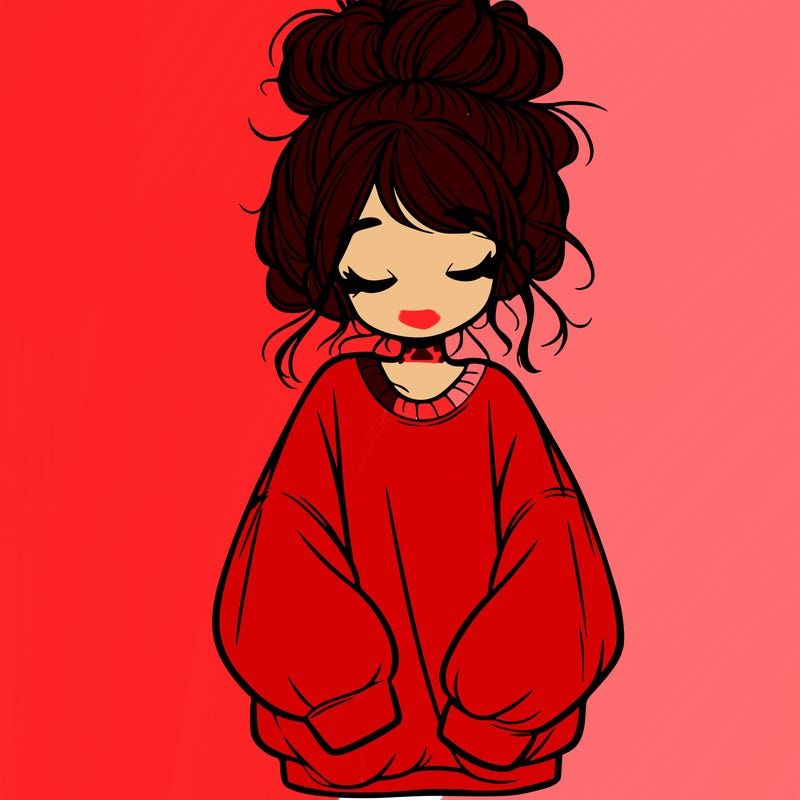 girl with baggy sweatshirt and messy bun