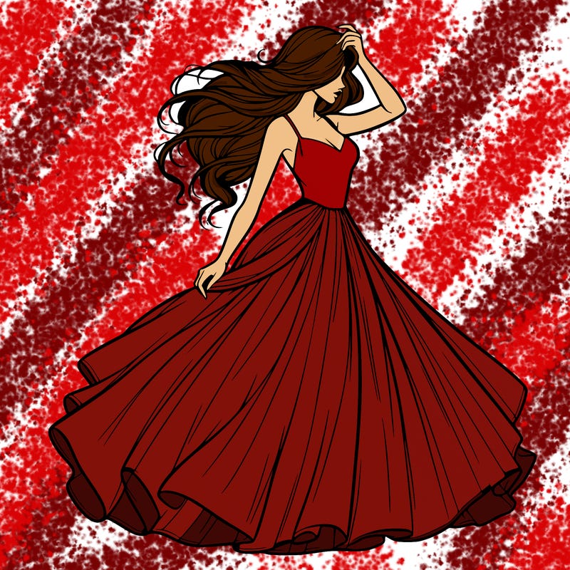 realistic woman with dress flowing in the wind