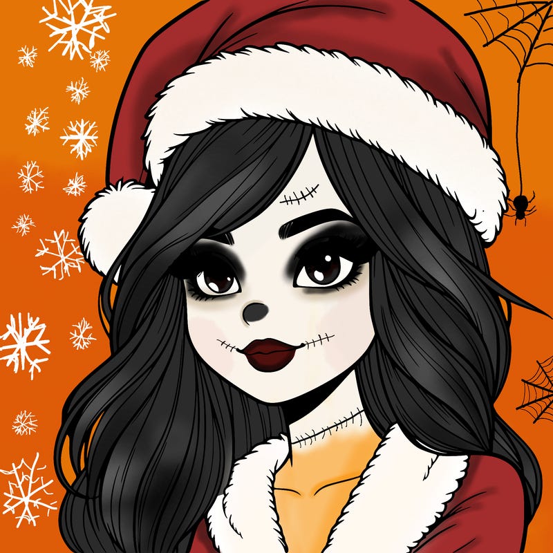 realistic girl in santa hat