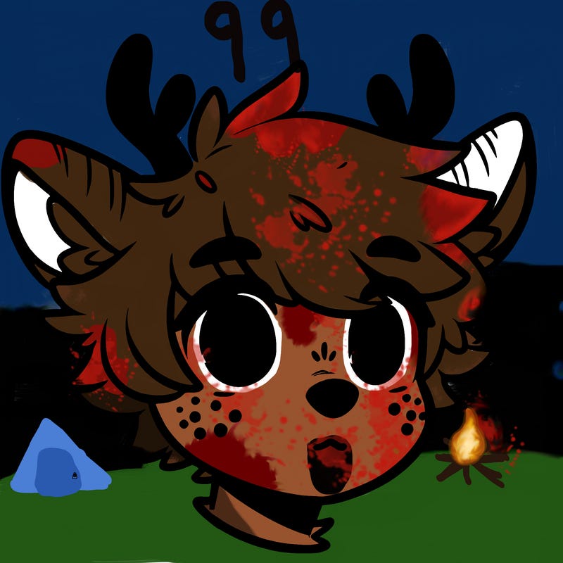 a humanoid deer with soft fluffy ears