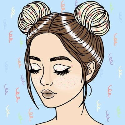 woman with hair buns