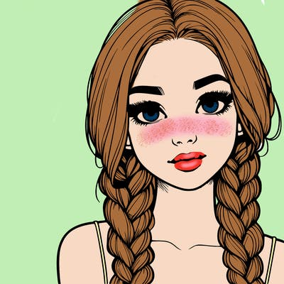 realistic girl with braids