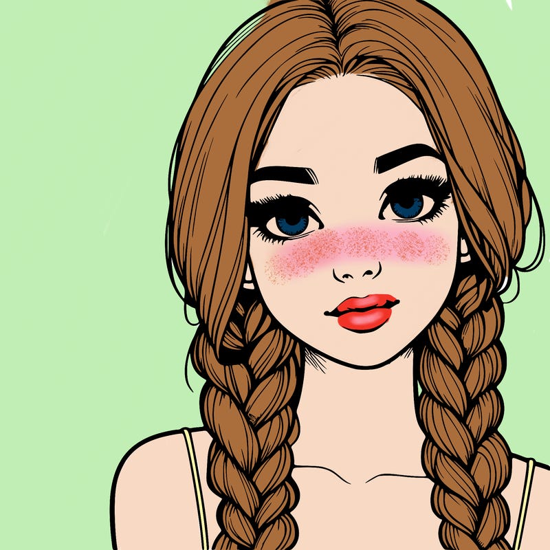 realistic girl with braids