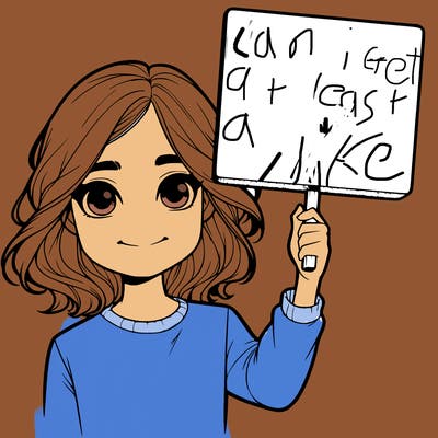 realistic girl holding up a sign