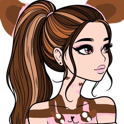 a beautiful and realistic girl with a high pony tail