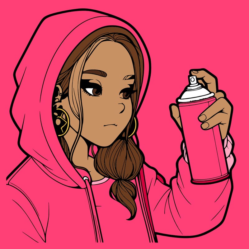 a realistic girl, spray painting