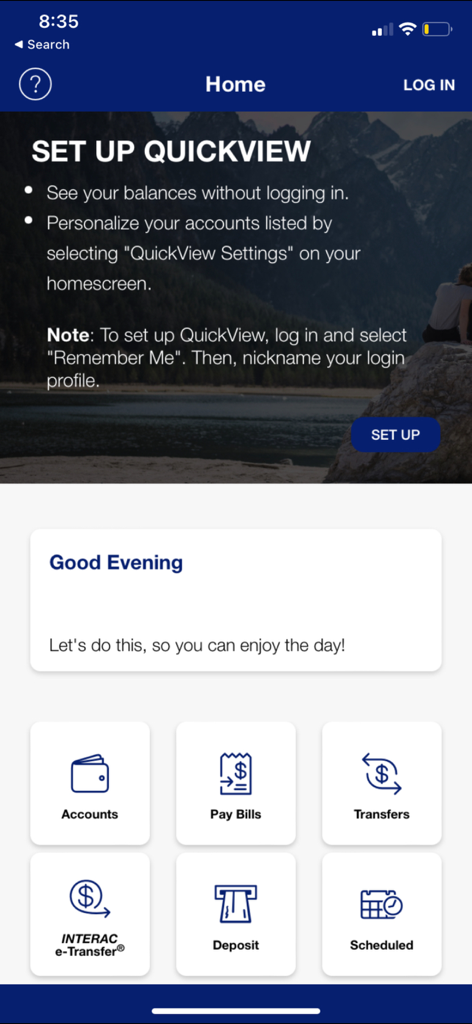 Home screen of Sydney Credit Union mobile banking app showing account features