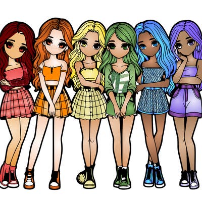 a group of girls realistic