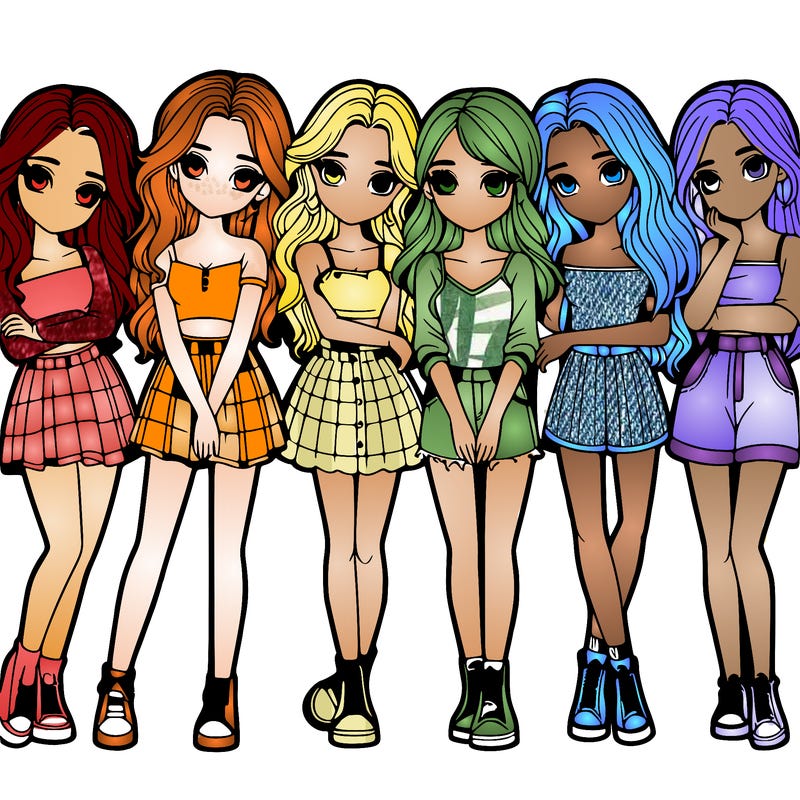 a group of girls realistic