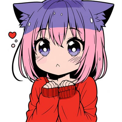 shy anime catgirl