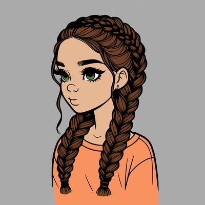 realistic girl with braids