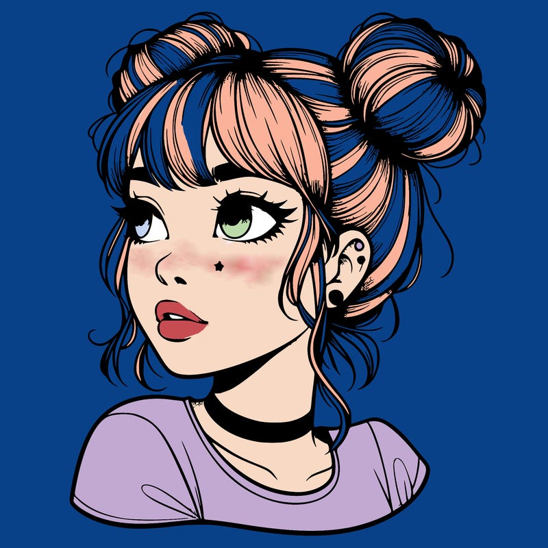 realistic girl with spacebuns