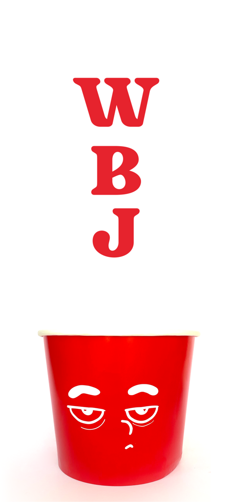 WBJ | واقيو برجر جوينت - WBJ Wagyu Burger Joint logo with a red cartoon character cup