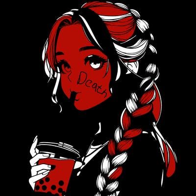 realistic girl with braided hair drinking boba