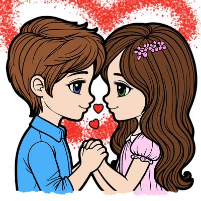 a realistic boy and girl in love