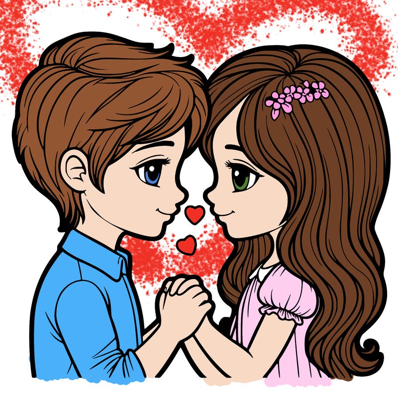 a realistic boy and girl in love