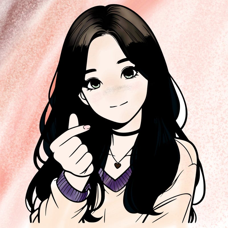 realistic girl making a korean heart