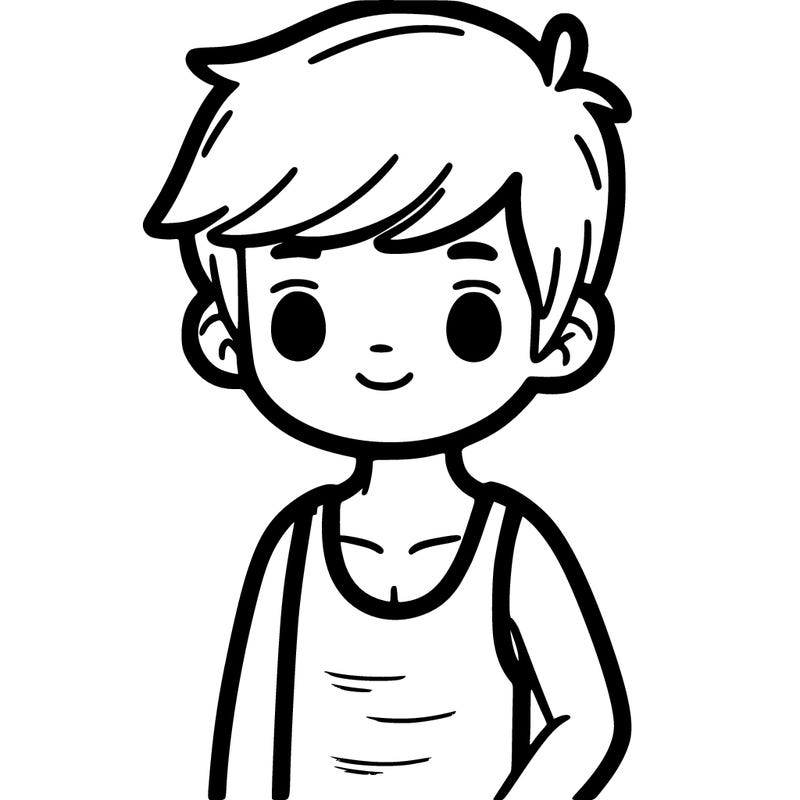 a boy wearing a tank top