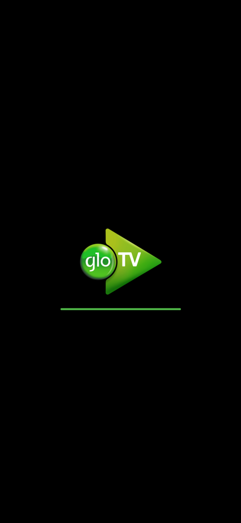 GLO-TV - GLO-TV app splash screen featuring the green play button logo on a black background