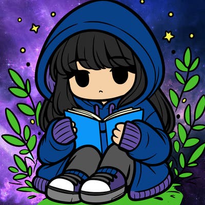 girl in oversized hoodie reading a book