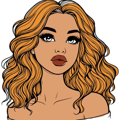 realistic girl with wavy hair and lips