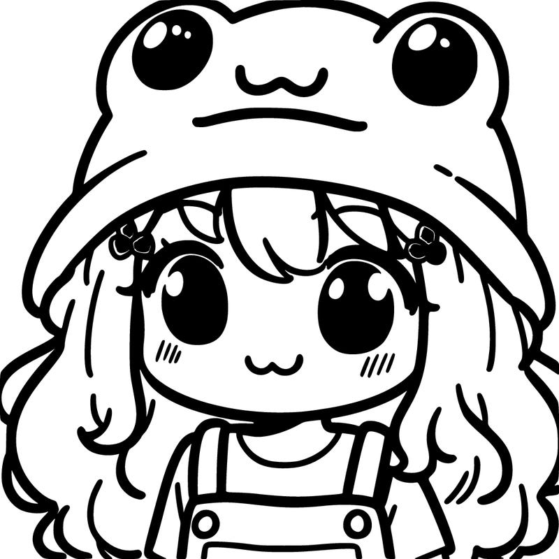a girl with a frog hat