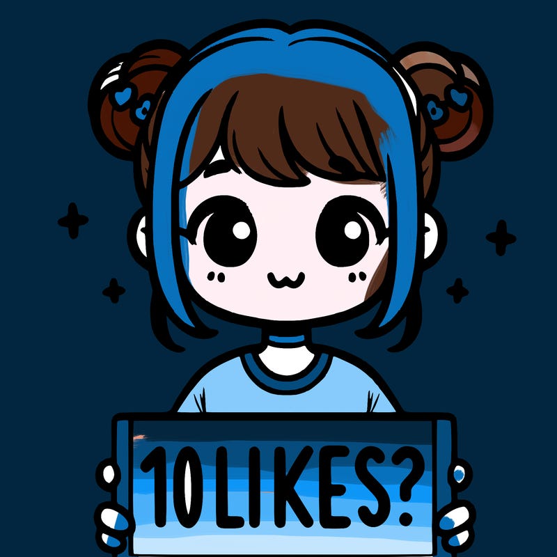cute girl that is holding a sign that says 10 likes?