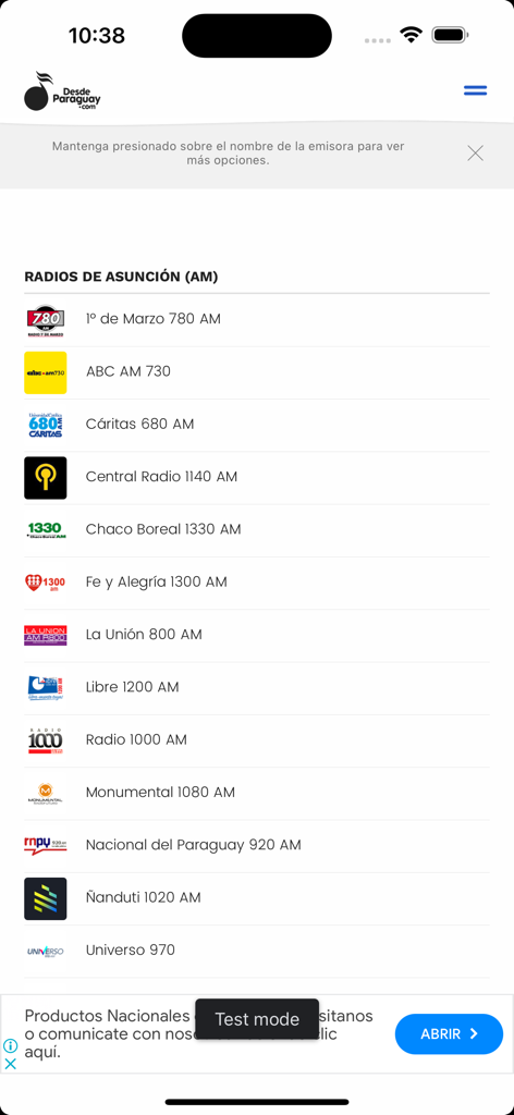DesdePy - List of AM radio stations from Asuncion Paraguay in the DesdePy app