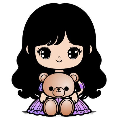 cute girl with teddy bear