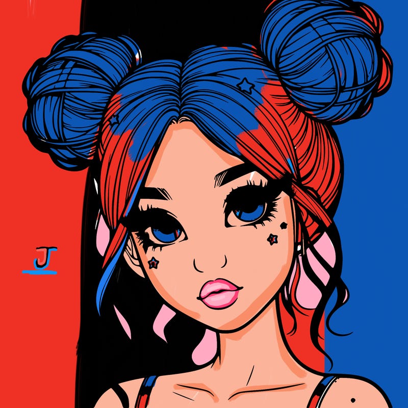 realistic girl with space buns