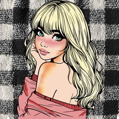 realistic girl with bangs looking over her shoulder