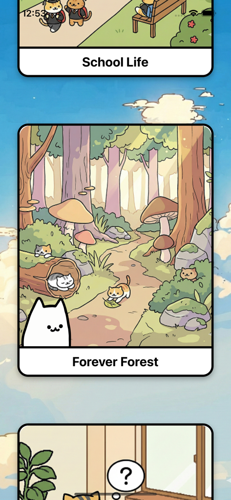 Capturas de pantalla de diferentes lugares de la historia como School Life y Forever Forest en SpeakRPG.