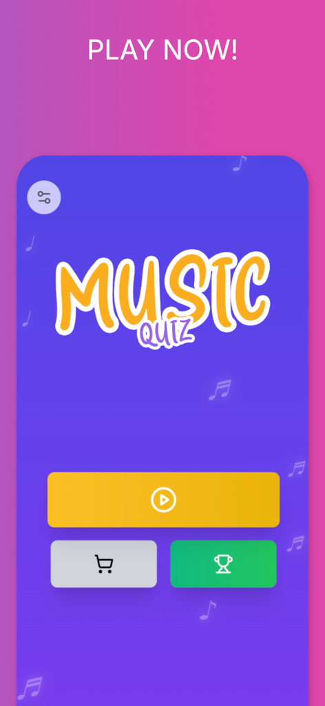 Music Trivia : Guess the songs - Menú principal del juego móvil Trivia Musical Adivina las canciones con iconos de juego y clasificación