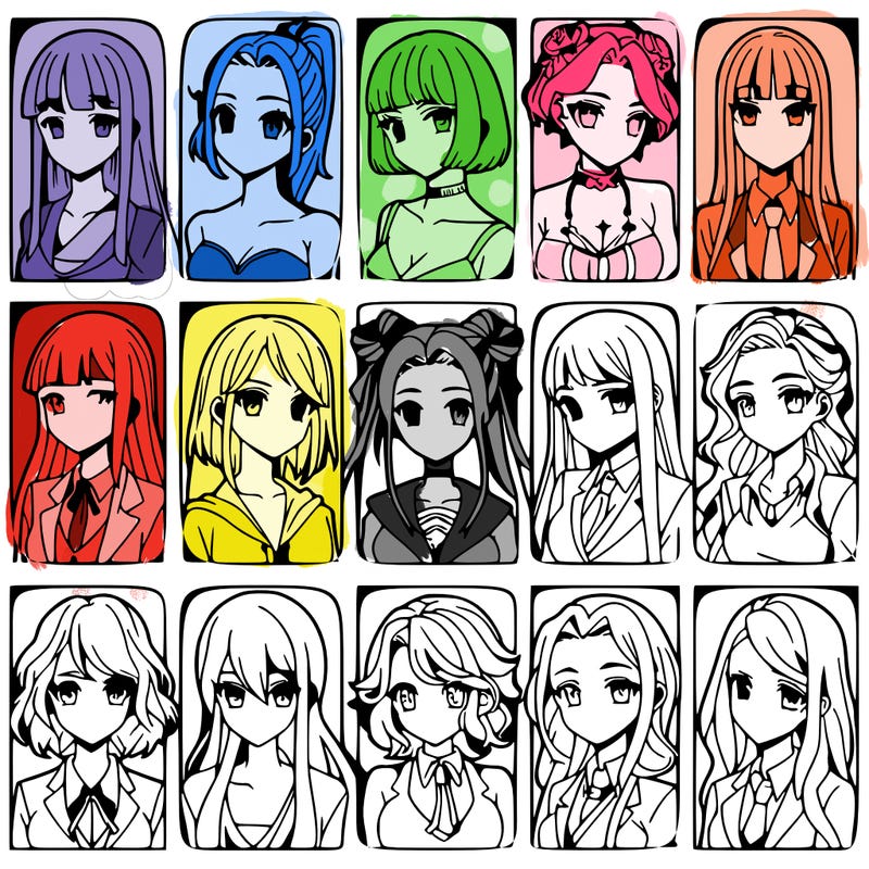 girls that look diffrent anime