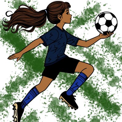 realistic girl playing soccer