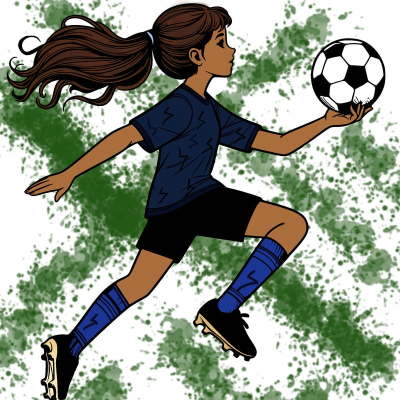 realistic girl playing soccer