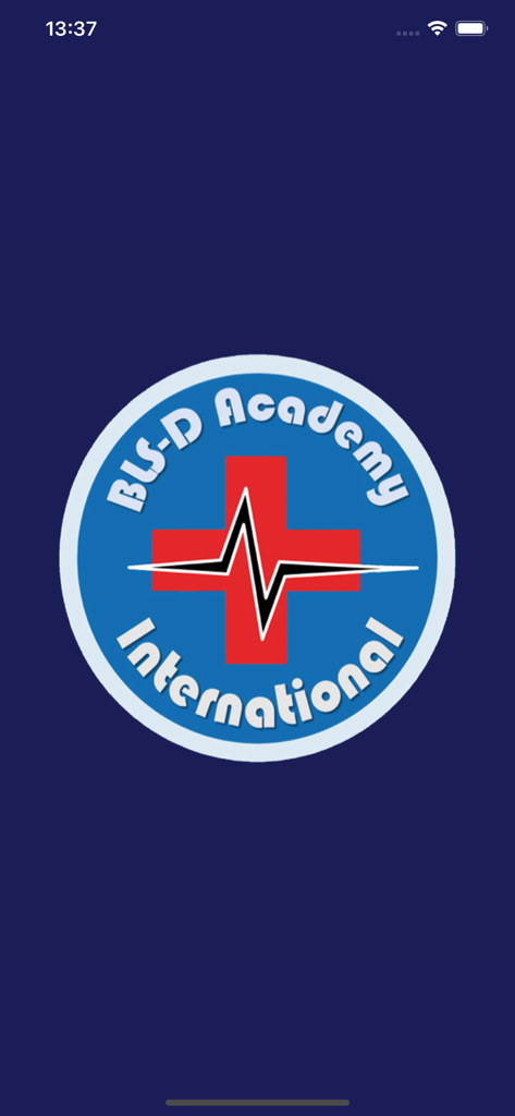 BLSD School - Logo of BLS-D Academy International featuring a red cross with a white heartbeat line on a blue circular background
