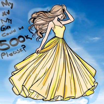 realistic woman with dress flowing in the wind