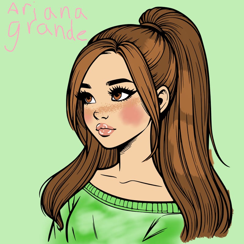 realistic girl with a high ponytail