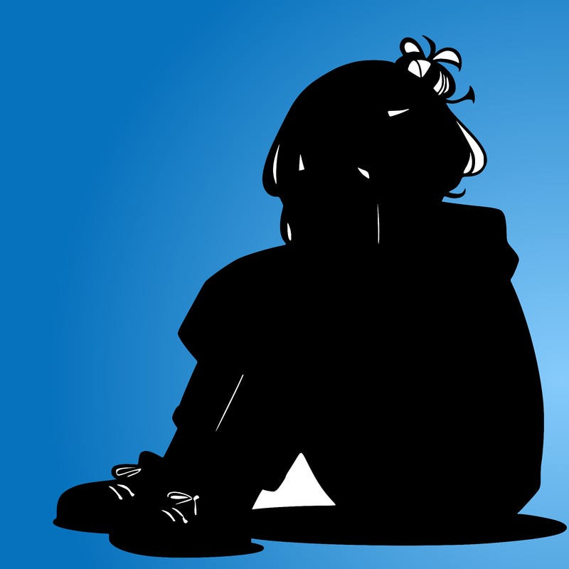 sad anime girl sitting alone