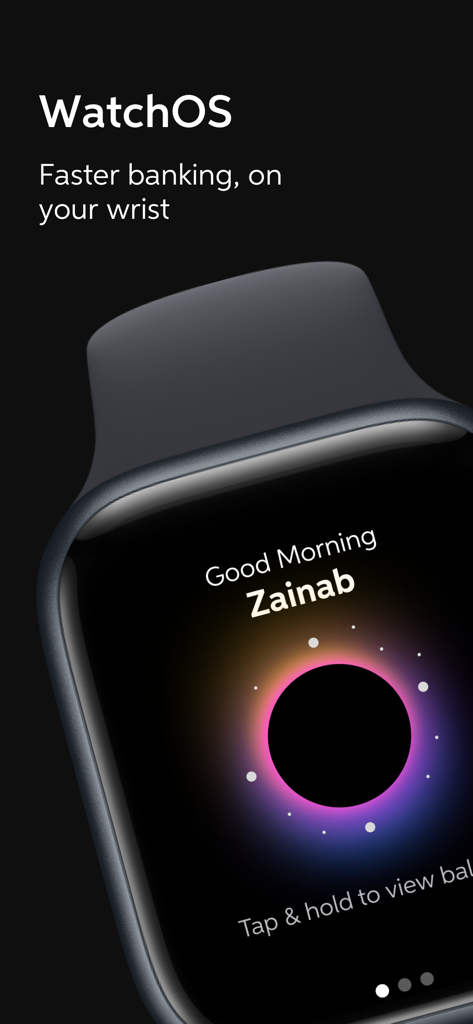 UBL Digital banking app interface on a smartwatch for quick access on your wrist