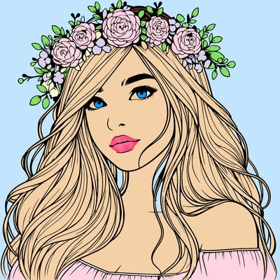 realistic girl with flower crown