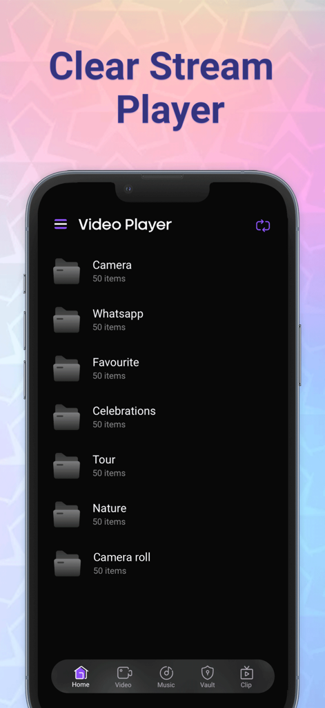 MX Video Player interface displaying various video folders organized by category