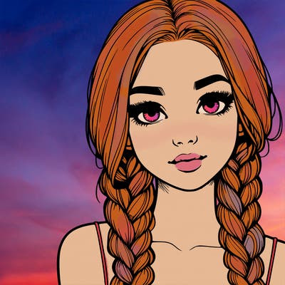 realistic girl with braids