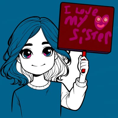 realistic girl holding up a sign