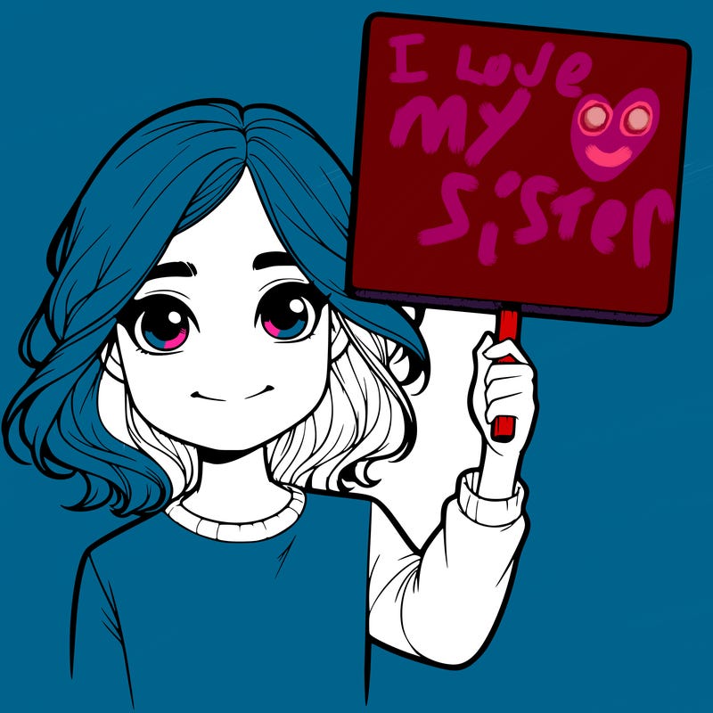 realistic girl holding up a sign